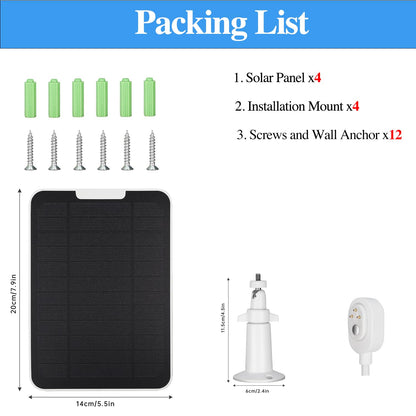 Solar Panel Charger Compatible with Arlo Pro 3/Pro 4/Pro 5S/Ultra/Ultra 2/Go 2 Continuous Power Supply IP65 Weatherproof with 9.8ft Charging Cable and Adjustable Wall Mount 4 Pack