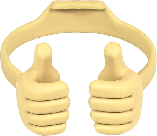 Honsky Cell Phone Stand Holder, Thumbs Up Lazy Phone Stand, Universal Adjustable Flexible, Cute Perfect Stocking Stuffers Gifts for Teen Girls, Compatible with Cell Phones & Tablets,Light Yellow