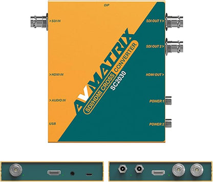 AVMATRIX SDI/HDMI Up/Down/Cross Converter, DlP Switches, SD/HD/3G-SDI Scaling Frame Rate Conversion Scaler, 3.5mm Jack Audio Embedding, Auto Signal Detection SC2030