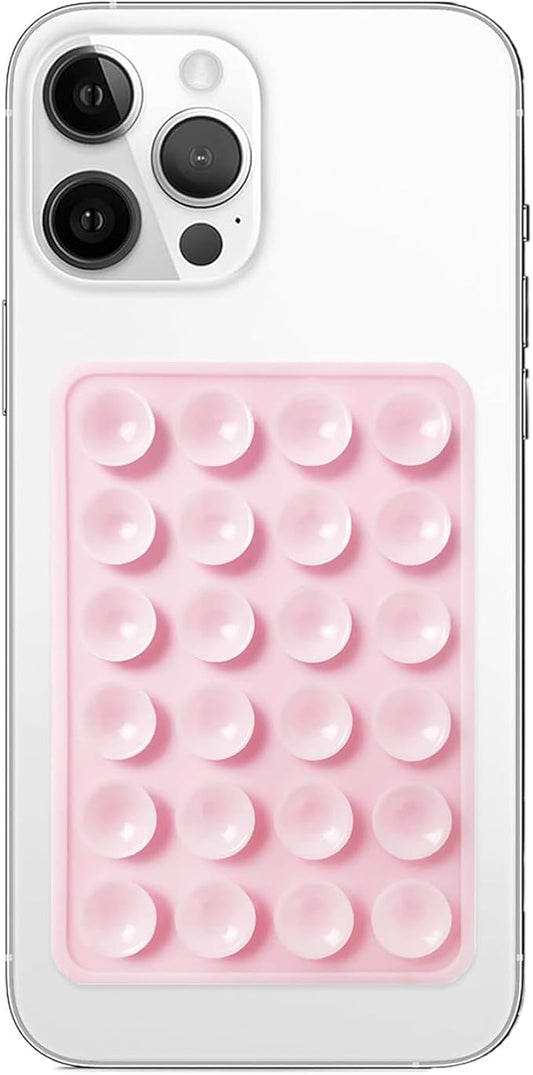 Anteel Silicone Suction Phone Case Mount, Non Slip Sticky Phone Grip for Cellphone, Silicon Adhesive Suction Cup Phone Mount, Strong Grip Holder for Selfies and Videos (Light Pink)