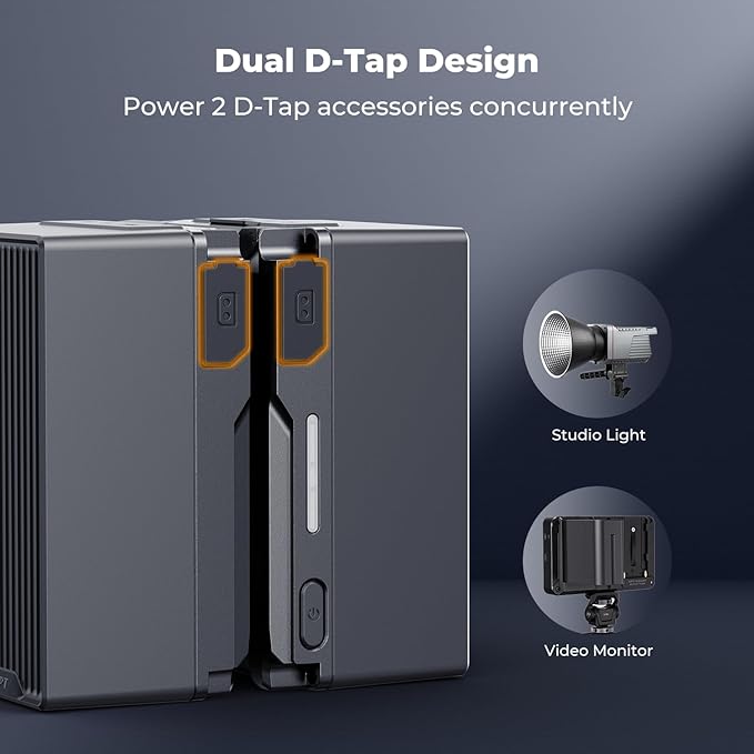 K&F CONCEPT V Mount Battery, 99Wh 6700mAh V-Mount Battery with PD 100W USB-C Fast Charging, with Dual D-TAP/A/USB-C/DC/TFT Display/Emergency Light for Camera, Camcorder, Monitor, Video Light