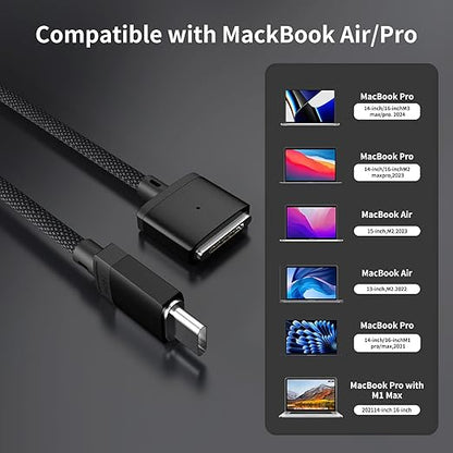 USB-C to Magnetic 3 Cable 140W, Safe Charging Cable Compatible with MacBook Pro 2021 M1 Pro & Max 14" 16", MacBook Air 2022 M2, Pro 2023 M2 Pro & Max 14" 16" - 6.6ft, Black