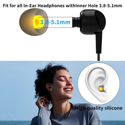 TSZYYM Replacement Earbud Tips Soft Anti Slip Washable and Reusable Silicone Fit Most In-Ear Earbuds (Inner Hole 3.8mm-5.1mm) 18pcs S M L