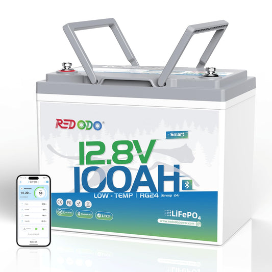 Redodo 12V 100Ah LiFePO4 Battery Bluetooth, Low-Temp Protection BCI Group 24 Lithium Battery for Trolling Motor, Bulit-in 100A Smart BMS, Perfect for Marine, Boat, RV, Solar and Off Grid