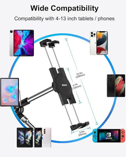 woleyi Adjustable Tablet Mount Holder, 35" Desk/Bed Clamp Phone iPad Stand with Foldable 360° Swivel Arm for iPad Pro 12.9 Air Mini, iPhone, Galaxy Tabs, Nintendo Switch, 4-13" Cell Phones and Tablets