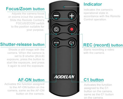 AODELAN Wireless Remote Control Camera Shutter Release for Sony ZV-E10, ZV-1, A7SM3, A7C, A7RIV, Alpha 9,7R IV,7R III, 7 III, 6600, 6400, 6100, 9 II, RX0 II, RX100 M7; Replces Sony RMT-P1BT