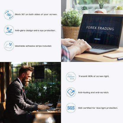 Computer Privacy Screen Filter for Widescreen Monitor - Anti-Glare, Blue Light Reduction, and Privacy Shield Protector - 24 Inch 16:10 Aspect Ratio