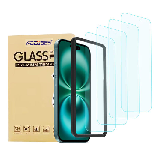 Focuses 4 Pack Anti Blue Light Screen Protector for iPhone 16,iPhone15 [6.1inch] with Installation Frame,9H+ Anti Blue Light Tempered Glass, Anti-Scratch, Case Friendly