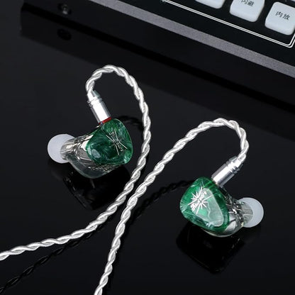 Kiwi Ears Orchestra Lite in Ear Monitor, Custom 8BA HiFi Earphone, Studio Monitor Headphone, Wired Earbuds with Detachable OFC Cable, Handcrafts Faceplate for Audiophile Musician (Green)
