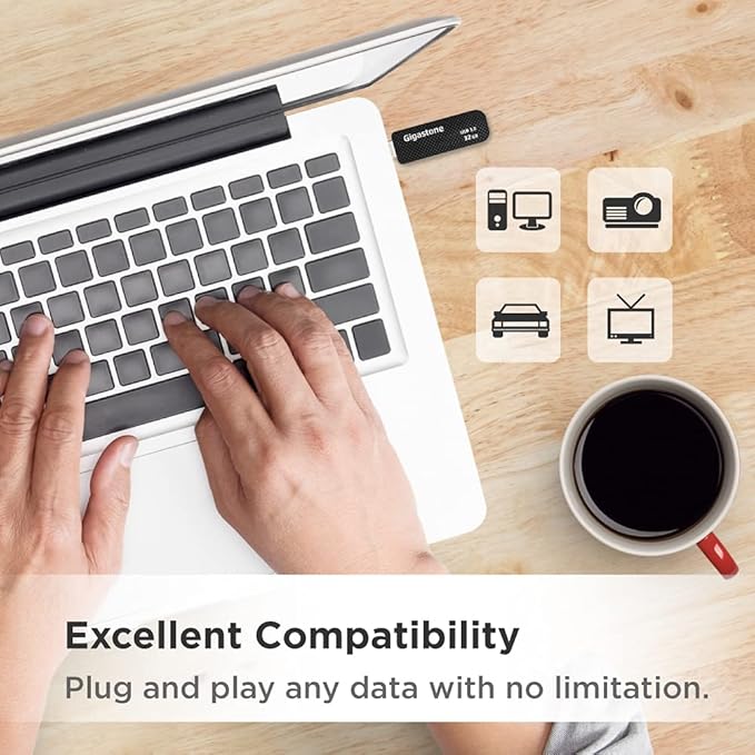 Gigastone Z30 32GB USB3.0 Flash Drive, Capless Retractable Design Pen Drive, Carbon Fiber Style, Reliable Performance & Durable