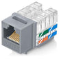 Everest 90° Angled RJ45 Cat6 Keystone Jacks 50-Pack in Gray - Slim Profile Female RJ45 Connectors - Cat 6 Keystone Jack - Compatible with 90° Angled Speed Termination Tool - easyJACK (B094WB91H3)