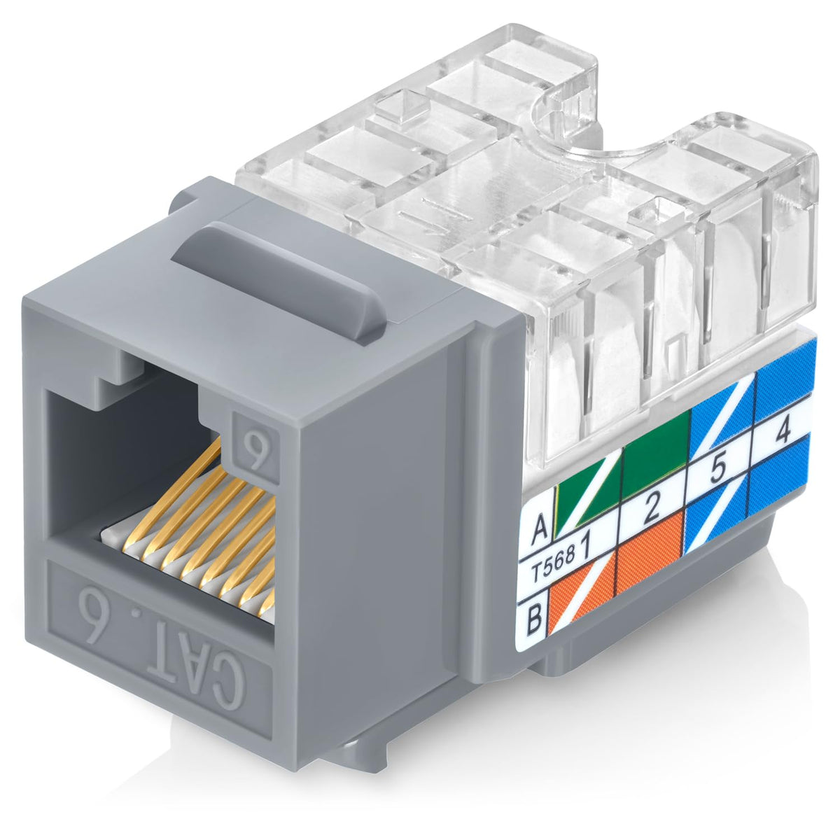 Everest 90 Degree RJ45 Cat6A Keystone Jacks Slim Profile 20-Pack Yellow