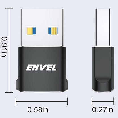 ENVEL USB to USB C Adapter, USB3 5Gbps High Speed Data Transfer, OTG Converter Thunderbolt3 to USB Female Compatible with Apple iWatch iPhone 15 Pro Max iPad Air 4 5 Mini 6 (Black, USB A Male)