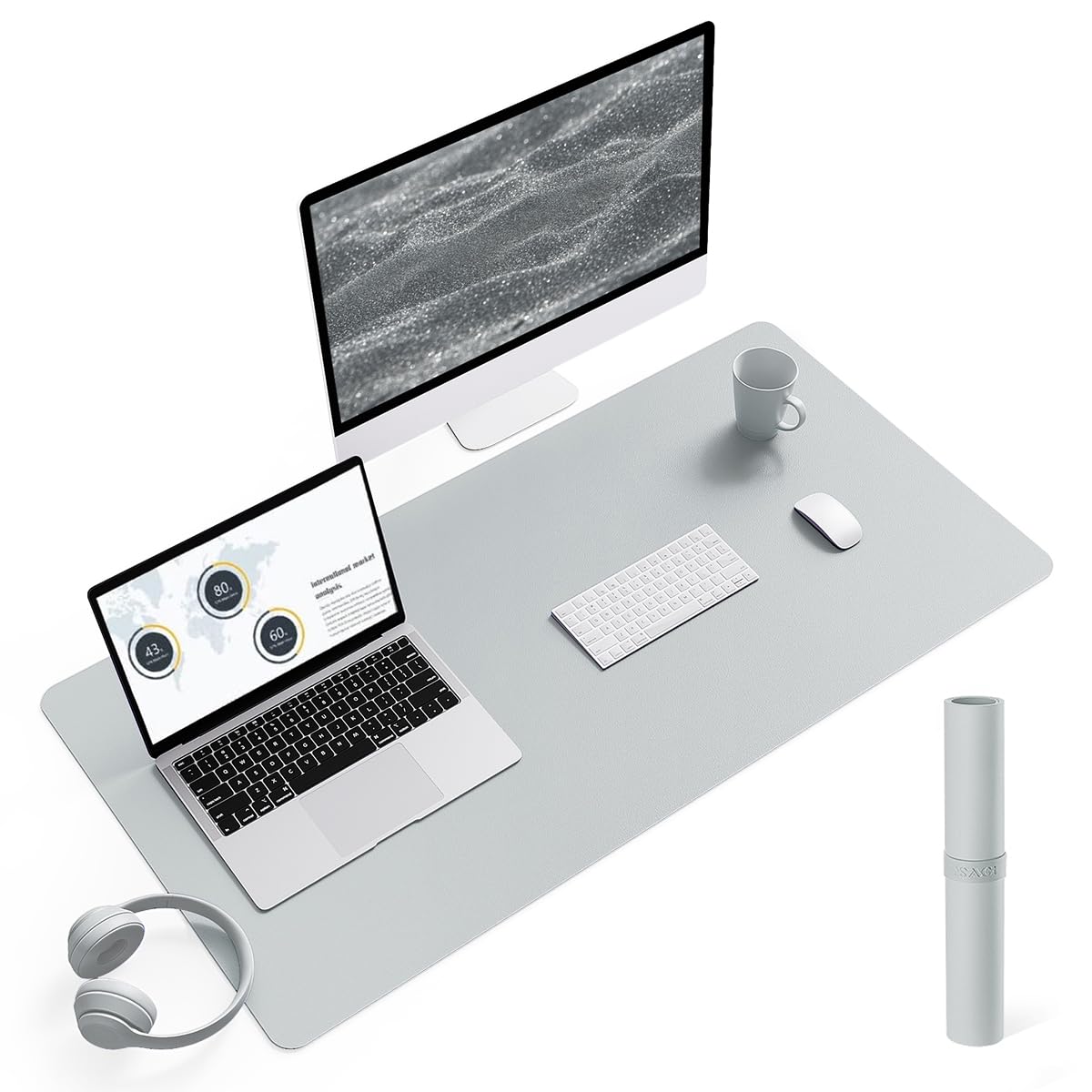 YSAGi Non-Slip Leather Desk Pad, Waterproof Laptop Computer Desk Keyboard Mat, Table Protector Blotter Mat, Large Mouse Pad for Office/Work/Home/Decor(Black, 31.5" x 15.7")