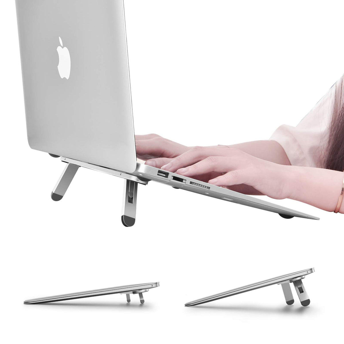 nediea Aluminum Laptop Riser, 4 Adjustable Heights, Foldable for Desk