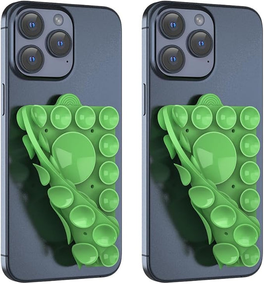 CMZZ Silicone Suction Phone Holder Mount, Silicon Phone Accessory for iPhone and Android, Hands-Free Mirror Shower Mount, TikTok Videos and Selfies (Grass Green 2Pack, Double Sided)