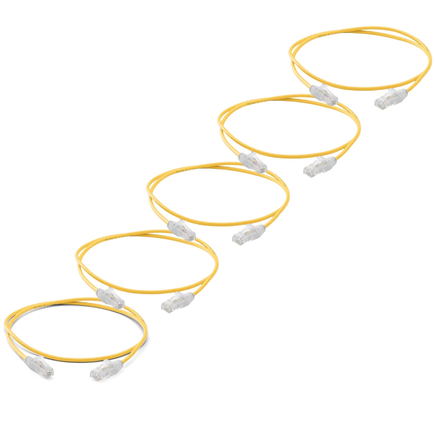 TRUECABLE Cat6 Component Rated Patch Cable, Unshielded (U/UTP), 2ft, Yellow, 28AWG Stranded Pure Copper, Snagless 10G High-Speed Ethernet Cable, PoE++ 4PPoE 100W, UL Listed, RoHS-3, 5 Pack