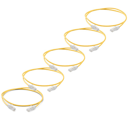 TRUECABLE Cat6 Component Rated Patch Cable, Unshielded (U/UTP), 2ft, Yellow, 28AWG Stranded Pure Copper, Snagless 10G High-Speed Ethernet Cable, PoE++ 4PPoE 100W, UL Listed, RoHS-3, 5 Pack