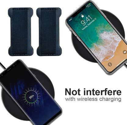 Phone Grip Holder for Hand, Universal Finger Strap Phone Holder, Finger Selfie Grip Compatible with Most Smartphones (Black Blue) -2Pack