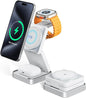 3-in-1 Wireless Charger for iPhone,15W Fast Wireless Charging Station Compatible with Mag-Safe Charger,Magnetic Foldable Travel Charger Stand Nightstand for iPhone 16/15/14/13/12,Apple Watch&AirPods