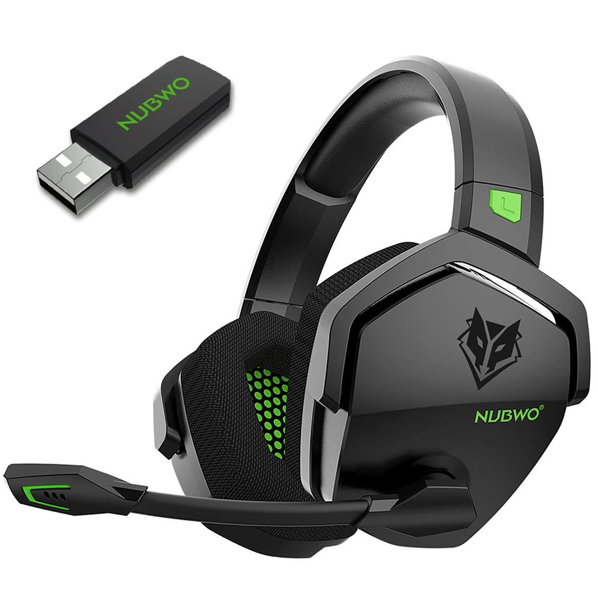 NUBWO Wireless Gaming Headset with Mic for Ps5 Ps4 PC, Zero Interference, 100-Hour Battery All-Day Play, 23ms Sync for Fortnite & Call of Duty/FPS Gamers, Triple Mode All Devices Compatible - White