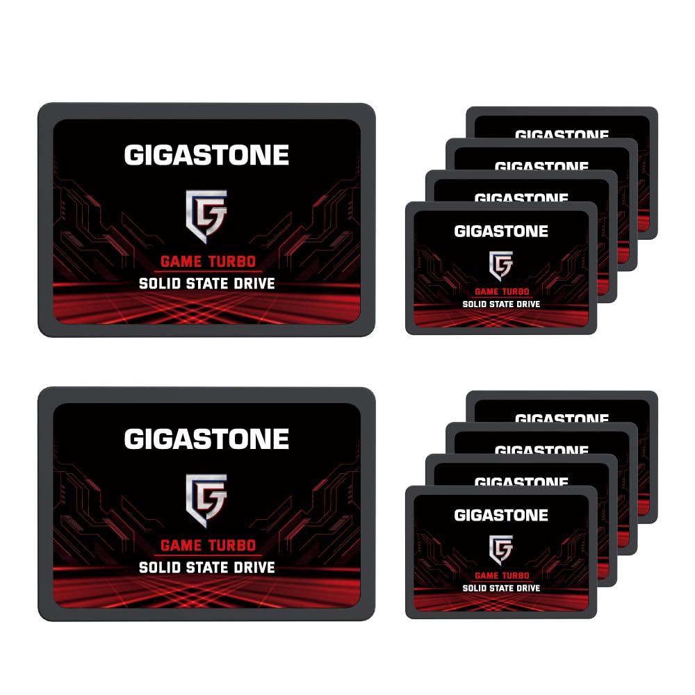 Gigastone 128GB Game Turbo SSD (10-Pack) Up to 500MB/s with SLC Caching Gaming/PC/Desktop/Laptop Upgrade SSD 5-Year Warranty 2.5" SATA Internal Disk Solid State Drives 2.5 inches SATA 3.0 Disk