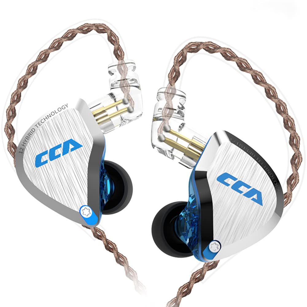 CCA C12 in Ear Monitor Headphones 5BA 1DD Hybrid HiFi Gaming IEM Earphones Noise Isolating Stereo Wired Earbuds for Musicians Audiophile Singers DJ（with mic）