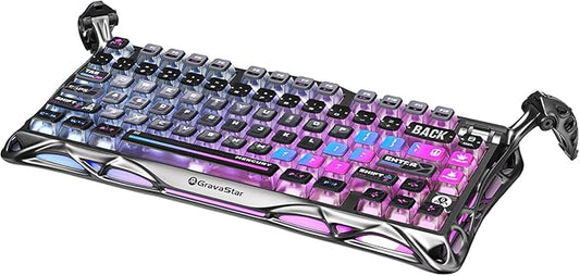 GravaStar Mercury K1 Pro Wireless Mechanical Gaming Keyboard, 75% Layout RGB Custom Keyboard, Electroplated Glossy Frame, Hot-Swappable Linear Switches【Cyberpunk Edition】