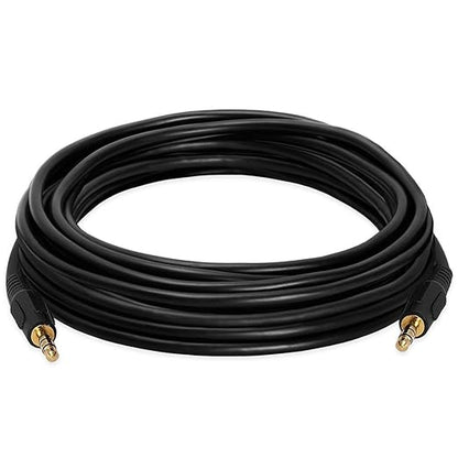 Cmple - 3.5mm Aux Audio Cable Stereo 25 ft Male to Male Speaker Cable Auxiliary Cord Adapter for Car, Phone, Headphones - Black