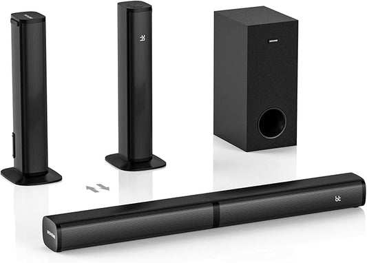 Wohome 2 in 1 Detachable Sound bar with Subwoofers, 2.1 Channel Bluetooth Sound Bar for Smart TV, Home Theater Surround Sound System, Optical,HDMI-ARC, USB Input, Bass Adjust, Remote/Button Control