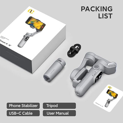 Gimbal Stabilizer for Smartphone w/LED Light Face Tracking Inception Timelapse Handheld Foldable 3-Axis Gimble for iPhone 15 14 13 12 11 Pro Max Android Galaxy S23 YouTube TikTok Vlog AOCHUAN Smart X