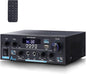 AK55 Bluetooth 5.0 Amplifier Home Audio,2.0 Channel Max 450W Power Stereo Amplifier Receiver w/USB/AUX/RCA/Opt/COA /2 MIC in for Home Theater Speakers