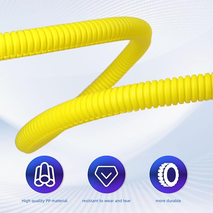 Split Wire Loom Tubing, 10,25ft Cord Protectors from Pets No Chew, Flexible Wire Covers Cord Protectors, Protective Split Cable Sleeve for Automotive Home Industrial Wires(Yellow, 1.12inch-25ft)