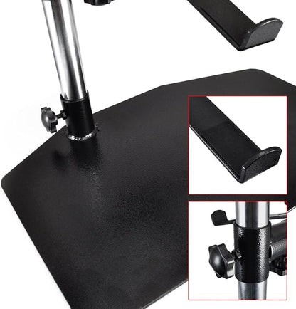Pyle Portable Dual Laptop Stand – Standing Table Holder with Bracket Arms,Adjustable Height,Ergonomic Design, 360° Swivel for DJ Mixer,Sound Equipment,Workstation,Gaming & Home Use with Tilt Function
