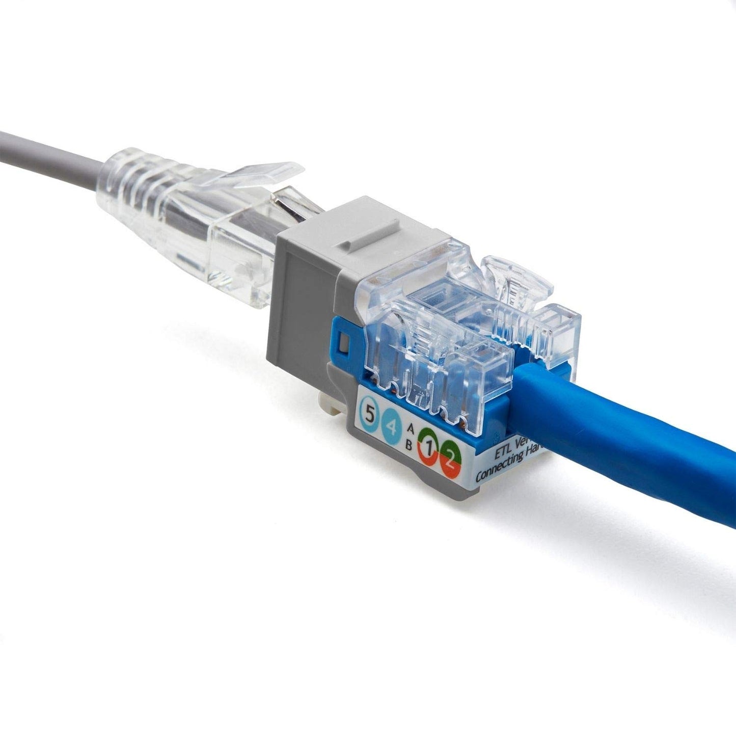 TRUE CABLE Cat6 Keystone Jack, Unshielded (UTP), 90 Degree Punch-Down, PoE++ (4PPoE) 100W, UL Listed, ETL Verified, ANSI/TIA Certified, Modular RJ45 Female, Gray, 12 Pack
