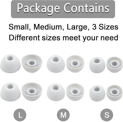 Replacement Silicone Ear Tips for Beats Fit Pro/Studio Buds/Studio Buds+ Headphone, 6 Pairs Earbuds Eartips L/M/S, Eargels Set Fit in Case, Earplug Ear Cap (Silver White)