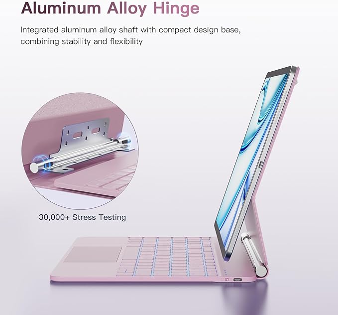 for iPad Air 13 inch Case with Keyboard (M3,2025 / M2,2024), iPad Pro 12.9 (6th/5th/4th/3rd Gen) Magic Keyboard, Springy Backlit Keys, Stain-Resistant Surface, Multi-Touch Trackpad, Pink