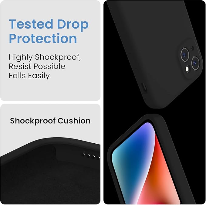 FireNova Designed for iPhone 13 Case, Silicone Upgraded [Camera Protection] Phone Case with [2 Screen Protectors], Soft Anti-Scratch Microfiber Lining Inside, 6.1 inch, Black