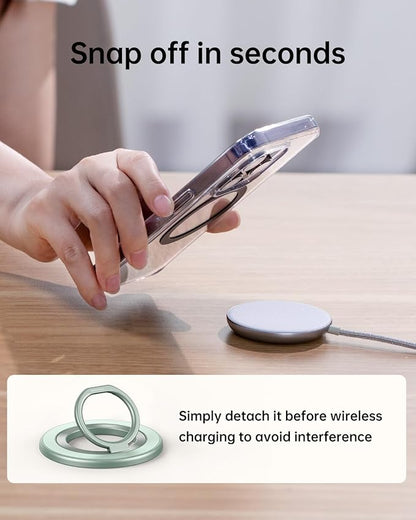 Syncwire Magnetic Phone Ring Holder for MagSafe, Magnetic Cell Phone Grip Stand Finger Ring Kickstand with Two-Sided Magnets Compatible iPhone 16 Pro Max 15 14 13 12 Android, Green