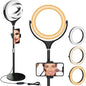 8 inch Desk Ring Light with Stand, Adjustable Computer Circle Light for Video Conference Lighting, Zoom Calls, Virtual Meeting, Video Recording, Selfie Light with Phone Holder for Streaming, Podcast