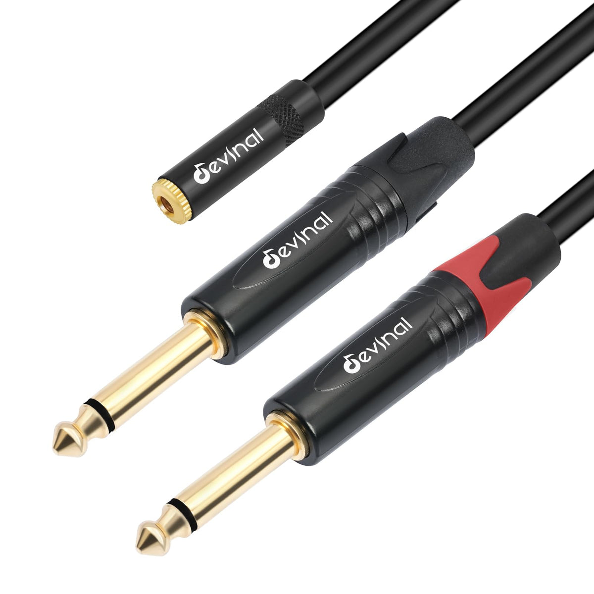 Devinal 1/4 to Dual 1/4 Y-Splitter Cable, 6.35mm TRS to Dual 6.35mm TS Insert Cable Cord, Quarter inch Stereo to 2 Quarter inch Mono Send and Return Patch Cord 6 Feet