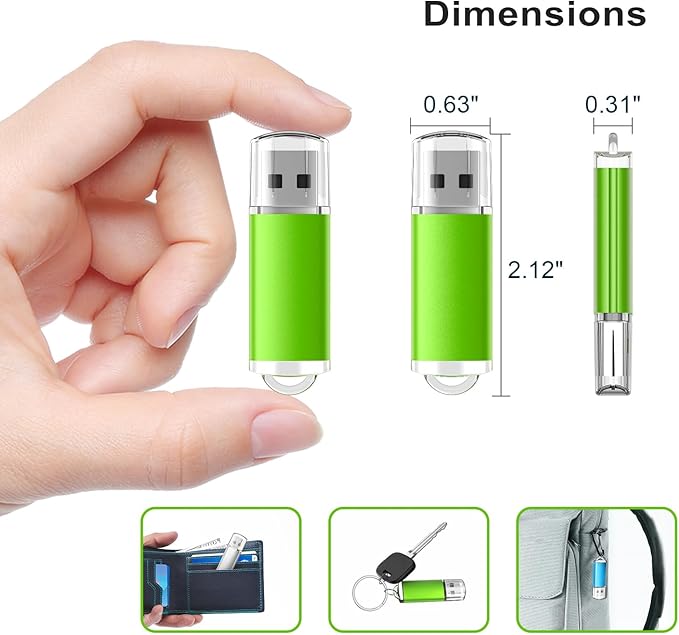 TOPESEL 10 Pack 8GB USB 2.0 Flash Drive Memory Stick Thumb Drives (5 Mixed Colors: Black Blue Green Red Silver)