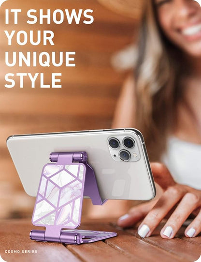 i-Blason Cell Phone Stand for Desk, Cell Phone Holder, Fits All Smart Phones, iPhone 16 15 14 13 Pro Max, Foldable Phone Stand Holder, Purple
