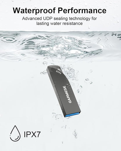 64GB USB 3.0 Flash Drive, Waterproof Metal USB Memory Stick, Slim Thumb Drive Portable Pen Drive with Keychain Hole Stylish Jump Drive for PC Computer Car - Gray