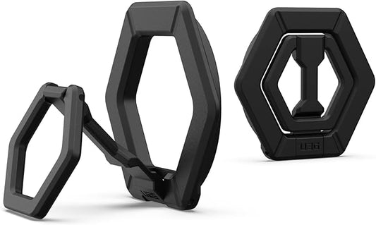 URBAN ARMOR GEAR UAG Magnetic Phone Ring Stand Compatible with MagSafe Magnet, Removable Metal Finger Ring Grip & 360 Rotation Adjustable Kickstand for iPhone 17, Galaxy S26, Black/Black