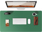 YSAGi Leather Desk Pad Protector, Office Desk Mat, Large Mouse Pad, Non-Slip PU Leather Desk Blotter, Laptop Desk Pad, Waterproof Desk Writing Pad for Office and Home (Jade Green, 35.4" x 17")