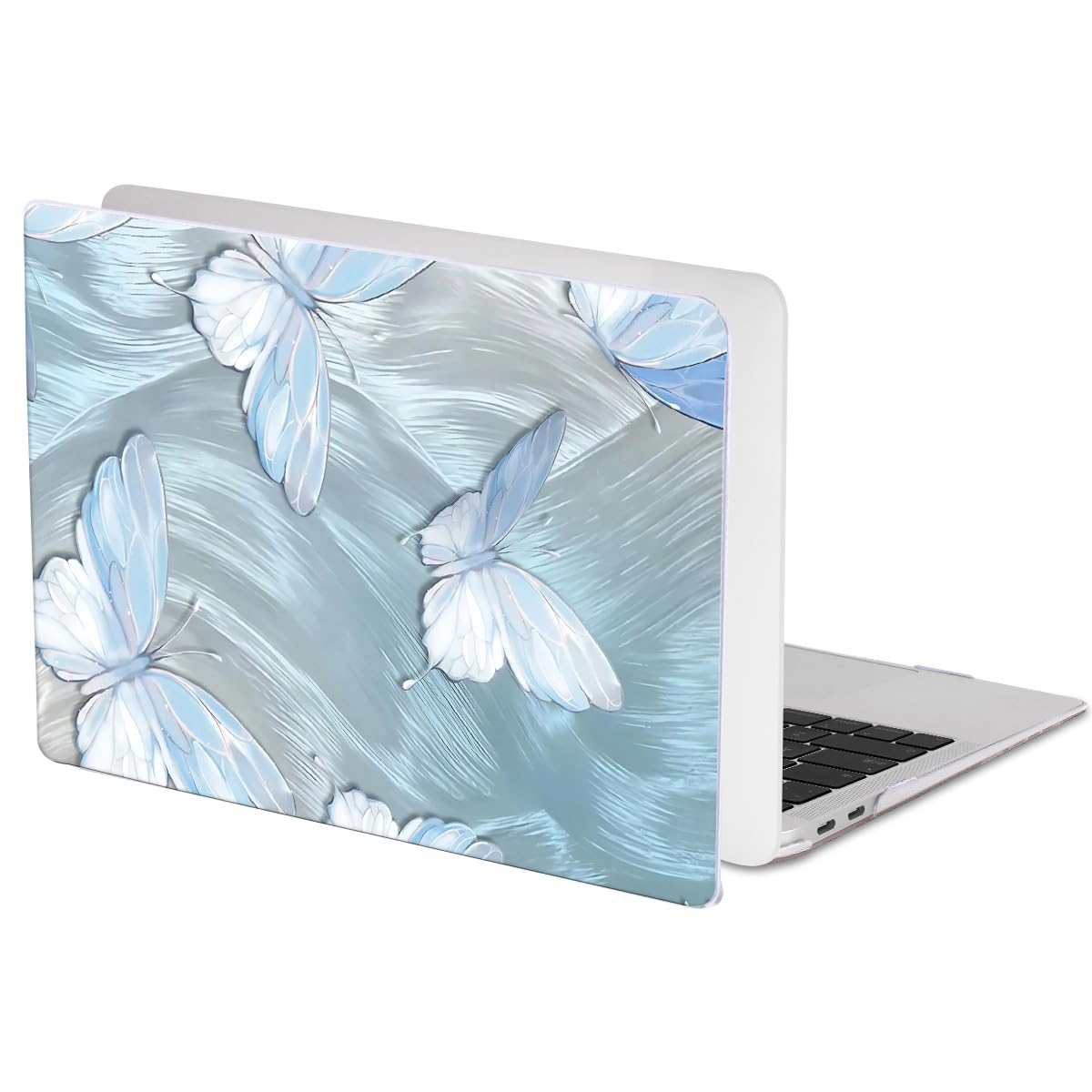 LCMOCICO Compatible with 2021 2020 MacBook Air 13 inch Case M1 A2337 A2179 A1932 2018 2019 Release, Pattern Plastic Hard Shell Case & Keyboard Cover for Mac Air 13.3 Touch ID, Tin Foil Butterfly