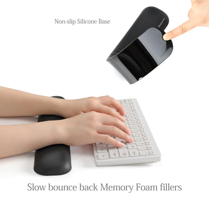 UnivoColors Design-Wave Keyboard Wrist Rest, Artificial Sheepskin+Memory Foam+Ergonomic+Anti-Slip Gel, Resilience Support During Work and Gaming,Keyboard Accessory,Black