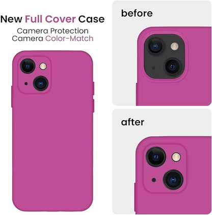 FireNova Designed for iPhone 13 Case, Silicone Upgraded [Camera Protection] Phone Case with [2 Screen Protectors], Soft Anti-Scratch Microfiber Lining Inside, 6.1 inch, Shocking Pink