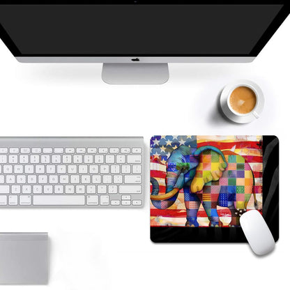 Square Mouse Pad American Flag，Colorful Baby Elephant-1,Gaming Mouse Pads for Desk,Soft Computer Waterproof Non-Slip Mouse Mat